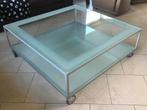 Glazen salontafel, Huis en Inrichting, Tafels | Salontafels, Ophalen, Gebruikt, Vierkant, Glas