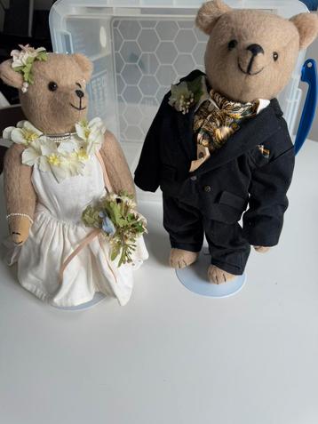 Handgemaakt Beren Bruidspaar <30cm, Enlèvement, Comme neuf, Ours en tissus