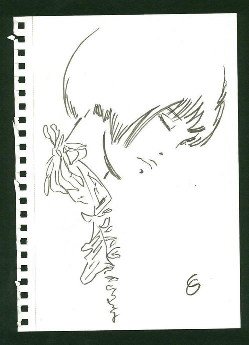 Guido Crepax pen&inkt tekening 'Valentina' - getek. monogram, Antiek en Kunst, Kunst | Tekeningen en Fotografie, Verzenden