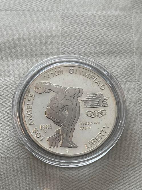 U.S.A. zilver 1$ 1983 “Discuswerper”, Postzegels en Munten, Munten | Amerika, Losse munt, Noord-Amerika, Zilver, Ophalen of Verzenden