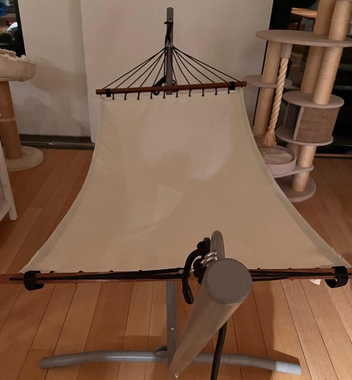Hangmat + standaard, als nieuw, Tuin en Terras, Hangmatten, Zo goed als nieuw, Eenpersoons, Met standaard, Buiten, Ophalen