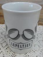 Wit porseleinen lepelvaasje met zwarte lepeltjes opdruk, Gebruikt, -, -, Overige typen