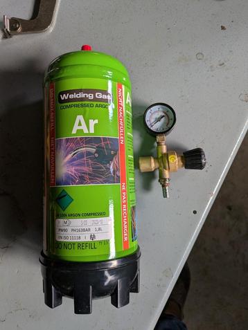 Drukregelaar en volle argon wegwerpfles voor TIG lassen beschikbaar voor biedingen