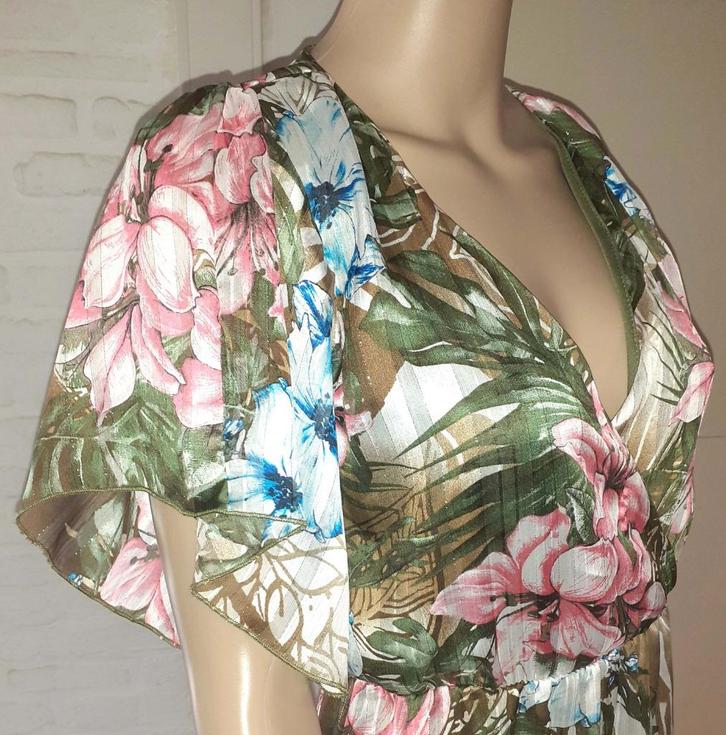 Lange jurk met bloemenpatroon Rinascimento R jeans XS of 34, Kleding | Dames, Jurken, Nieuw, Maat 34 (XS) of kleiner, Groen, Onder de knie