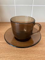 Vintage Vereco Frans rookglas : 6 kopjes & 6 bordjes, Ophalen of Verzenden