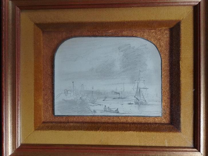 t a Johannes H B Koekkoek  Tekening Riviergezicht, Antiek en Kunst, Kunst | Tekeningen en Fotografie, Verzenden