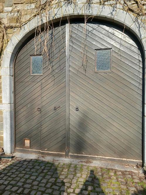Double porte de garage en bois., Tuin en Terras, Tuinpoorten, Gebruikt, Hout, Ophalen