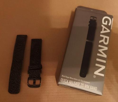 Garmin - Bracelet de montre Quick Release 20mm - Nylon tissé, Handtassen en Accessoires, Smartwatches, Zo goed als nieuw, Zwart
