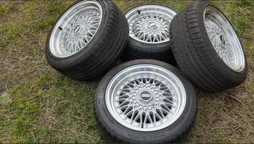 JAPAN RACING JR9 16x8  ET25  cb 74.1 (bbs RS style) + banden, Pneus et Jantes, 16 pouces, Véhicule de tourisme, Pneus été