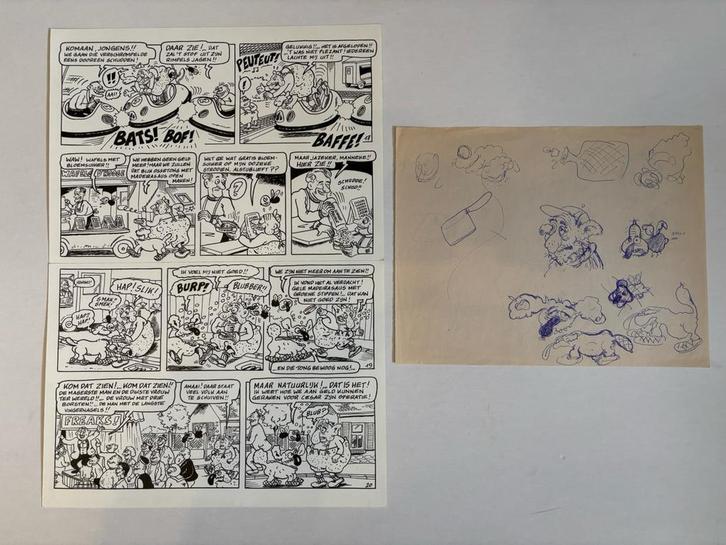 Urbanus originele pagina met schets, Antiek en Kunst, Kunst | Schilderijen | Abstract, Ophalen of Verzenden