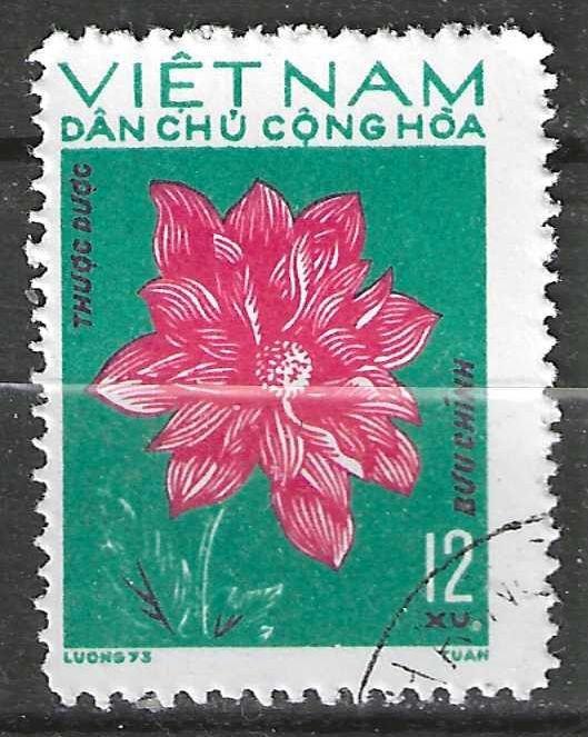 Noord-Vietnam 1974 - Yvert 839B - Dahlia - 12 xu (ST), Postzegels en Munten, Postzegels | Azië, Verzenden