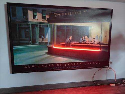 Boulevard of Broken Dreams schilderij met roze neon (120x75), Antiek en Kunst, Kunst | Schilderijen | Modern, Ophalen