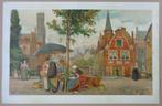FLOR VAN ACKER / BRUGGE MARKTTAFEREEL / CHROMOLITHO 71x110cm, Ophalen of Verzenden