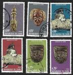 6 Postzegels Beeldjes en Maskers uit Zaire 1977, Timbres & Monnaies, Timbres | Afrique, Enlèvement ou Envoi, Autres pays, Affranchi