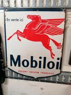 Plaque en email mobiloil, Enlèvement ou Envoi, Utilisé, Panneau publicitaire