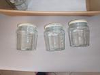 1 set van 12 glazen potten, Ophalen of Verzenden, Zo goed als nieuw, Glas, Kom(men)