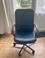 zwarte bureaustoel/fauteuil, Huis en Inrichting, Stoelen, Ophalen, Zwart, Leer, Zo goed als nieuw