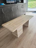Originele travertin marmer salontafel beige steen, Ophalen, Gebruikt, 100 tot 150 cm, 50 tot 100 cm