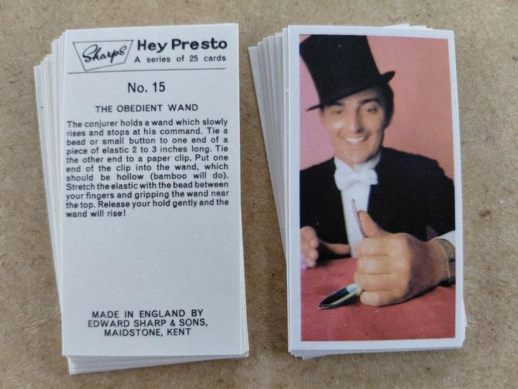 Hey Presto complete set 25 chromos goocheltrucs 1968, Verzamelen, Foto's en Prenten, Prent, Overige onderwerpen, 1960 tot 1980