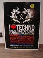 Reclamebord I Love Techno 80x60cm, Ophalen of Verzenden, Gebruikt