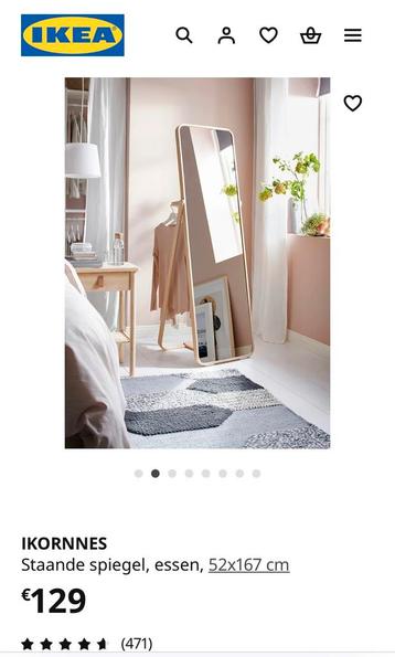 IKORNNES staande spiegel / Essenhout beschikbaar voor biedingen
