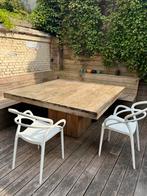 Tuintafel 160 x 160 vierkant hout, Tuin en Terras, Tuinsets en Loungesets, Ophalen, Gebruikt, Steigerhout