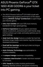 Carte Graphique ASUS Nvidia GeForce GTX 1650 (juin 2023), Informatique & Logiciels, Comme neuf, GDDR6, DisplayPort, Enlèvement ou Envoi