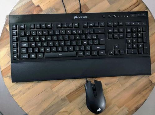 Corsair K55 RGB Pro Gaming Toetsenbord Azerty + Corsair Harp, Computers en Software, Toetsenborden, Gebruikt, Azerty, Bedraad