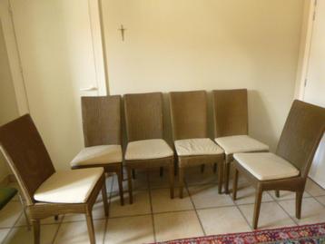 6 stoelen met kussen Lloyd Loom, Huis en Inrichting, Stoelen, Ophalen, Gebruikt, Bruin, Vijf, Zes of meer stoelen