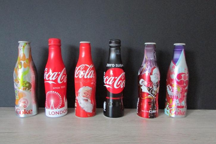 Set 12 Lege Coca-Cola Designer Aluminium Flesjes Zeldzaam, Verzamelen, Merken en Reclamevoorwerpen, Zo goed als nieuw, Overige typen