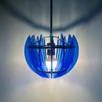 Vintage blauwe Murano hanglamp van Veca, Gebruikt, Glas, 75 cm of meer, Ophalen