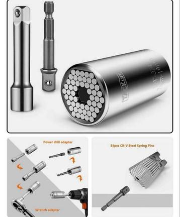 Tacklife - Universele Grip Dopsleutel 7-19mm dop opzetstuk beschikbaar voor biedingen