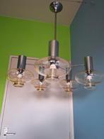 Vintage chroom en glazen luster, Huis en Inrichting, Zo goed als nieuw