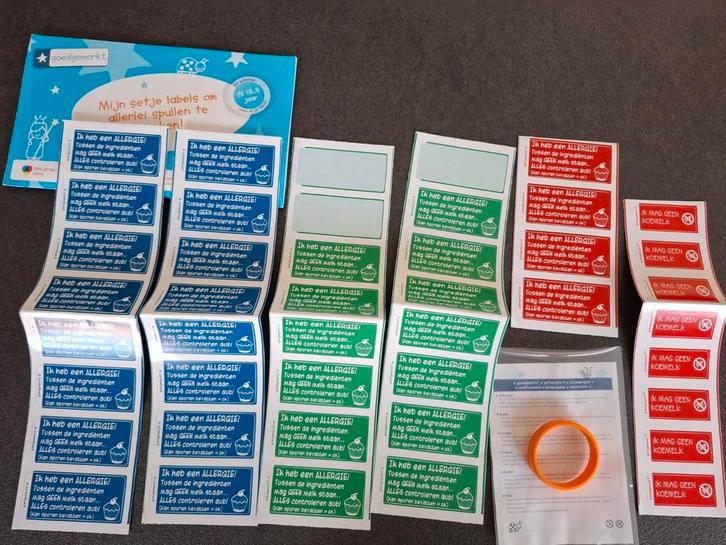 Goedgemerkt stickers "koemelkallergie" + armbandje, Kinderen en Baby's, Overige Kinderen en Baby's, Nieuw, Ophalen of Verzenden