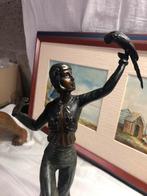 ballerine en bronze avec perroquet de 38 cm de haut, Enlèvement ou Envoi, Bronze
