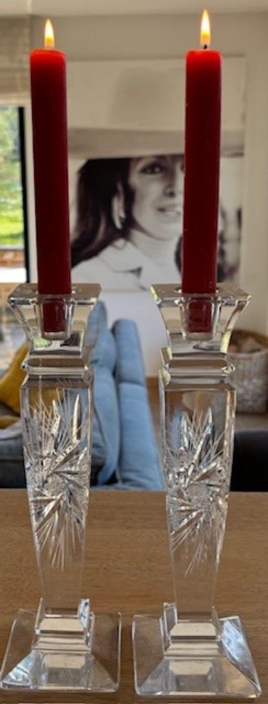 Set van 2 kristallen kandelaars – elegant geslepen, Antiek en Kunst, Antiek | Glaswerk en Kristal, Ophalen