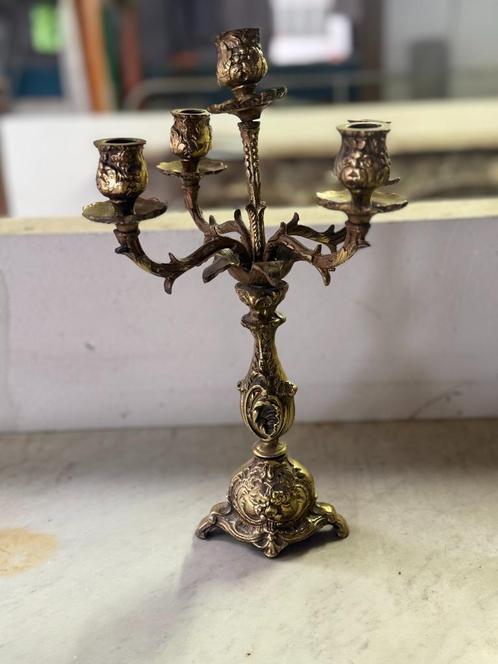 Antiek- kandelaar, Huis en Inrichting, Woonaccessoires | Kandelaars en Kaarsen, Kandelaar, Goud, Ophalen