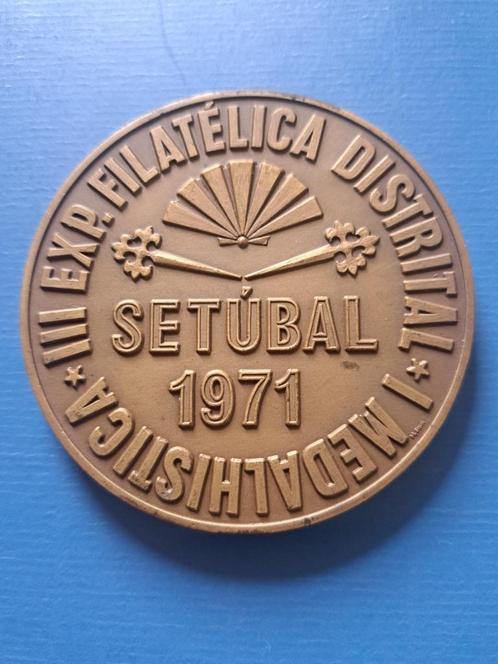 1971 Portugal postzegel tentoonstelling Setúbal M. Silva, Postzegels en Munten, Penningen en Medailles, Brons, Verzenden
