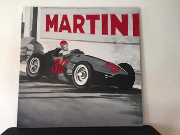 Vintage Schilderij MARTINI met Racewagen (160X160,5) beschikbaar voor biedingen