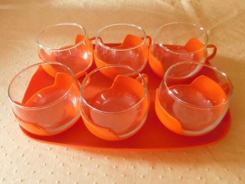 Vintage oranje servies in Melitta-stijl, Antiek en Kunst, Antiek | Servies los, Ophalen of Verzenden