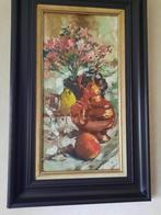 Stilleven met bloemen, theepot en fruit, Swinnen '80, Ophalen, Zo goed als nieuw, Schilderij, 75 cm of meer
