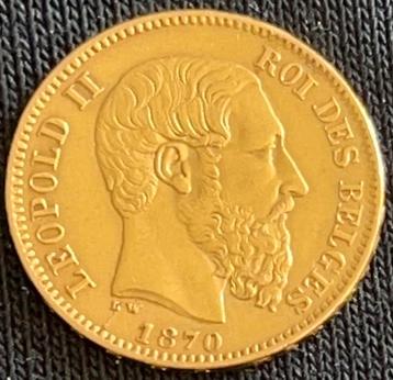 Pièce 20 Francs Or Léopold II 1870