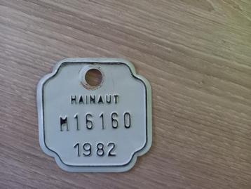 a vendre une plaque de velo de 1982 hainaut super etat beschikbaar voor biedingen