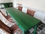 Set Kloostertafel en kast buffet groen gebeitst.