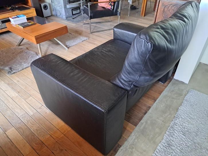 1,5 lederen fauteuil 'loveseat', Huis en Inrichting, Fauteuils, Gebruikt, Leer, 125 cm of meer, 75 tot 100 cm, Ophalen