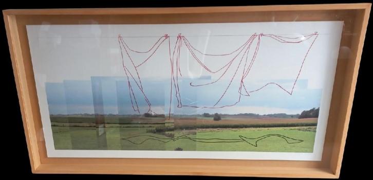 Mireille Robbe "enorm groot werk achter glas, Antiek en Kunst, Kunst | Schilderijen | Modern, Ophalen