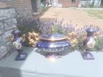Italiaanse Cobalt blauwe vaas + 2 identieke Empire vazen, Ophalen