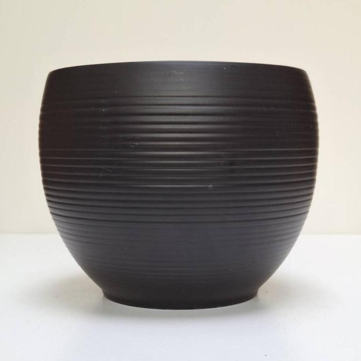 Cache pot en poterie noire mate, Jardin & Terrasse, Pots de fleurs, Comme neuf, Poterie, Intérieur, Balcon, Moins de 40 cm, Moins de 25 cm