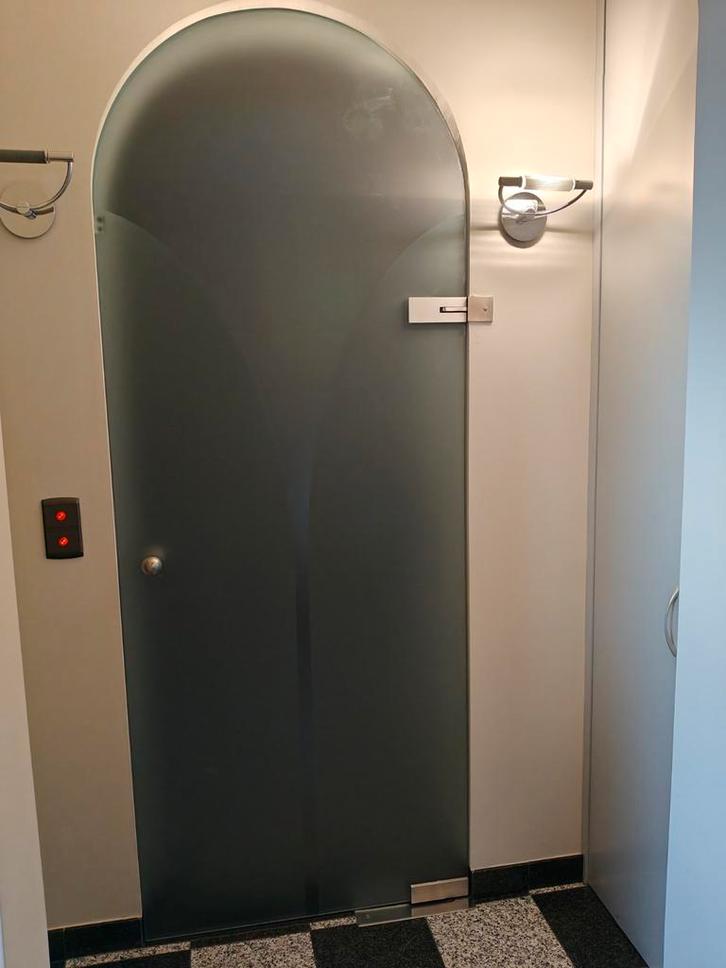 Binnendeur rond glas gezandstraald 3 stuks, Doe-het-zelf en Bouw, Deuren en Vliegenramen, Zo goed als nieuw, Binnendeur, Glas