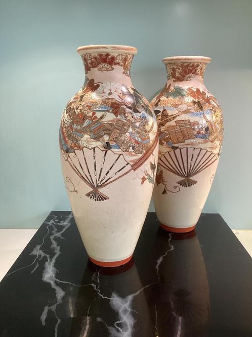Paar vazen in steengoed Satsuma Art Nouveau. 030/AE., Antiek en Kunst, Antiek | Keramiek en Aardewerk, Ophalen